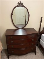 Nice oak dresser with oval mirror