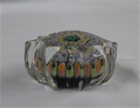 Millefiori solid glass paperweight  2 X 1"H