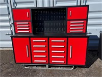 Unused Red 7FT Workbench w/ 18 Drawers