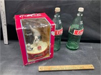 Vintage coke clock and bottle