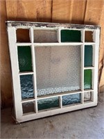 Colored Glass Window 27.5 x 28”