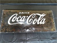 Curved Metal Coca-Cola Sign approximately 33x15”