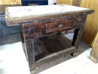 Stone Top Wooden Table, no wheels. 48x30x48”