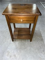 Wooden Side Table with USB Plug Ins 17x14x24”
