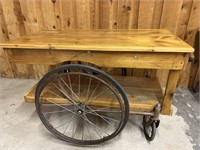 Handmade Wooden Cart with Wheel Chair Wheels