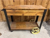 Homemade Wooden Cart with Steel Wheels 44x17x36”