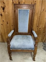 Antique throne chair, light blue