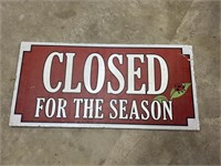 Closed for the season ladybug sign, two sided.