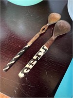 Hand Carved African Wood Spoons w/ Inlay and More