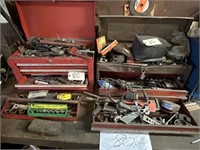 2 Toolboxes with Tools, Pipe Wrenches, Socket Sets
