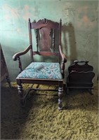 Antique Sitting Chair & Magazine Rack
