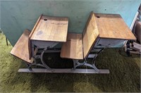 Antique Connected Student Desks