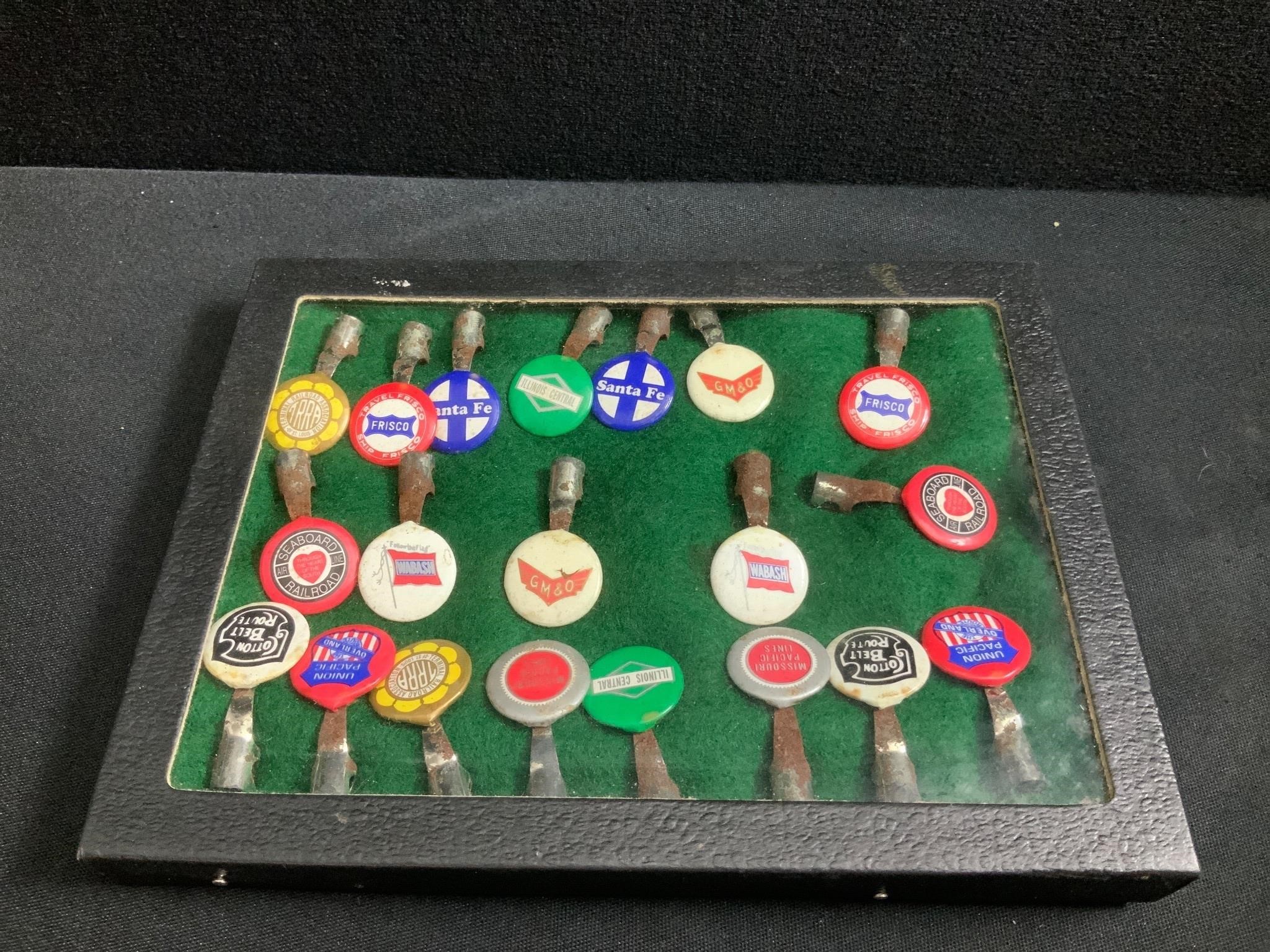 Railroad Pencil Toppers in Display Case