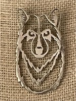 Sterling Silver Wolf Brooch TW 9.8 Grams