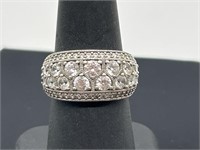 Sterling Silver and Crystal Ring Size 6 TW 6g