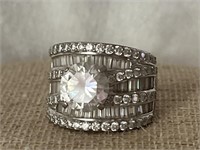 Sterling Silver Round Cubic Zirconia Ring size 8