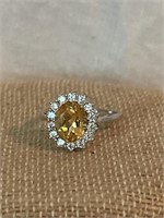 Sterling Silver Citrine and Iolite Ring Size 6 TW