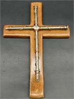 Wooden Cross with Nails and Copper Design
13x9