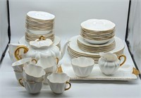Large Dish Set Shelley Regency White Gold teapot