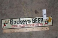 Buckeye Beer Tin Sign 13 ¾ x 2 ¾