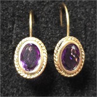 14K Gold  Amethyst Earrings