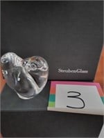 Steuben Signed Double Heart Crystal Paperweight