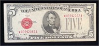 Series of 1928F US $5.00 Red Seal Star Note
