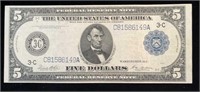 Series of 1914 Large US $5.00 Blue Seal FRN