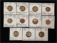 (11) Lincoln Cent Errors, Doubling & Oddities