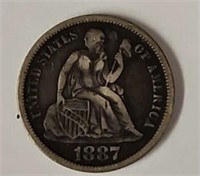 1887S Seated Liberty Dime