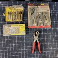 T2 5pc Punches Hole punch pliers Grommet rings NIB