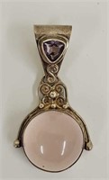 Sajen Sterling Silver & rose quartz pendant