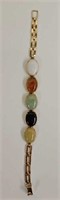 14k gold natural stone cabochon bracelet