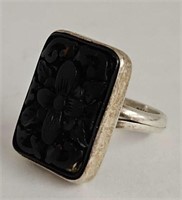 Sajen sterling silver and carved onyx ring