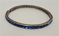 Sterling Silver & Blue Crystal Cuff Bracelet