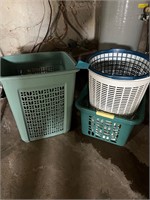 Assorted laundry baskets hamper