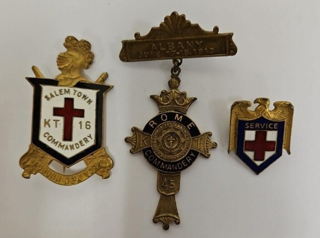 (3) Vintage Fraternal Service Medals