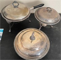 D - LOT OF 3 CHAFING DISHES W/LIDS (A24)