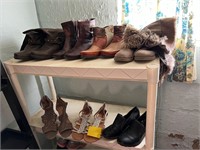 Assorted ladies, shoes, and boots