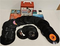 Dick Clark Record Tote & 45 RPM Records