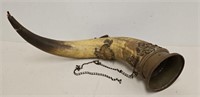 21" Cornucopia Horn w/Ornate Bronze Decoration