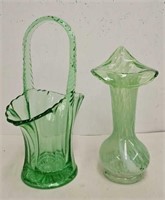 Art Glass Jack 'N Pulpit Vase & Brides Basket