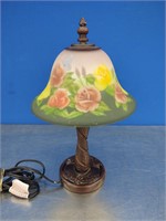 ~13" Glass & Metal Lamp