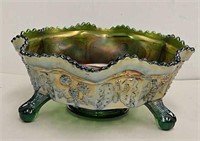 Fenton Green Carnival Glass Bowl