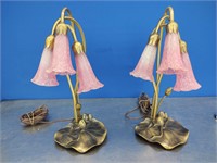 ~Pair of Lily Pad Tulip Lamps