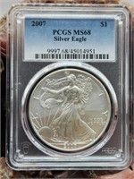 2007 US Silver Eagle ASE MS68 PCGS