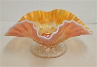 Dugan Peach Opalescent Carnival Glass SkiStar Bowl