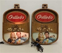 (2) c1970 Ortlieb's Beer Lighted Bar Room Signs