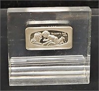 Acrylic Paperweight w/2+Troy Oz .999 Silver Ingot