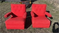 2 Vintage Red Swivel Rocker chairs